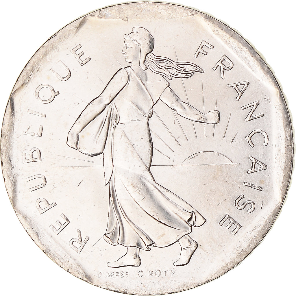 Moeda, França, Semeuse, 2 Francs, 1993, MS(63), Níquel, Gadoury:547