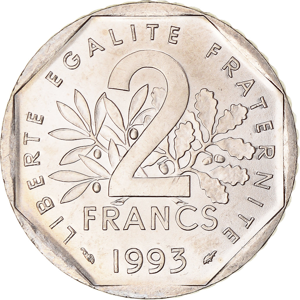 Coin, France, Semeuse, 2 Francs, 1993, MS(63), Nickel, Gadoury:547