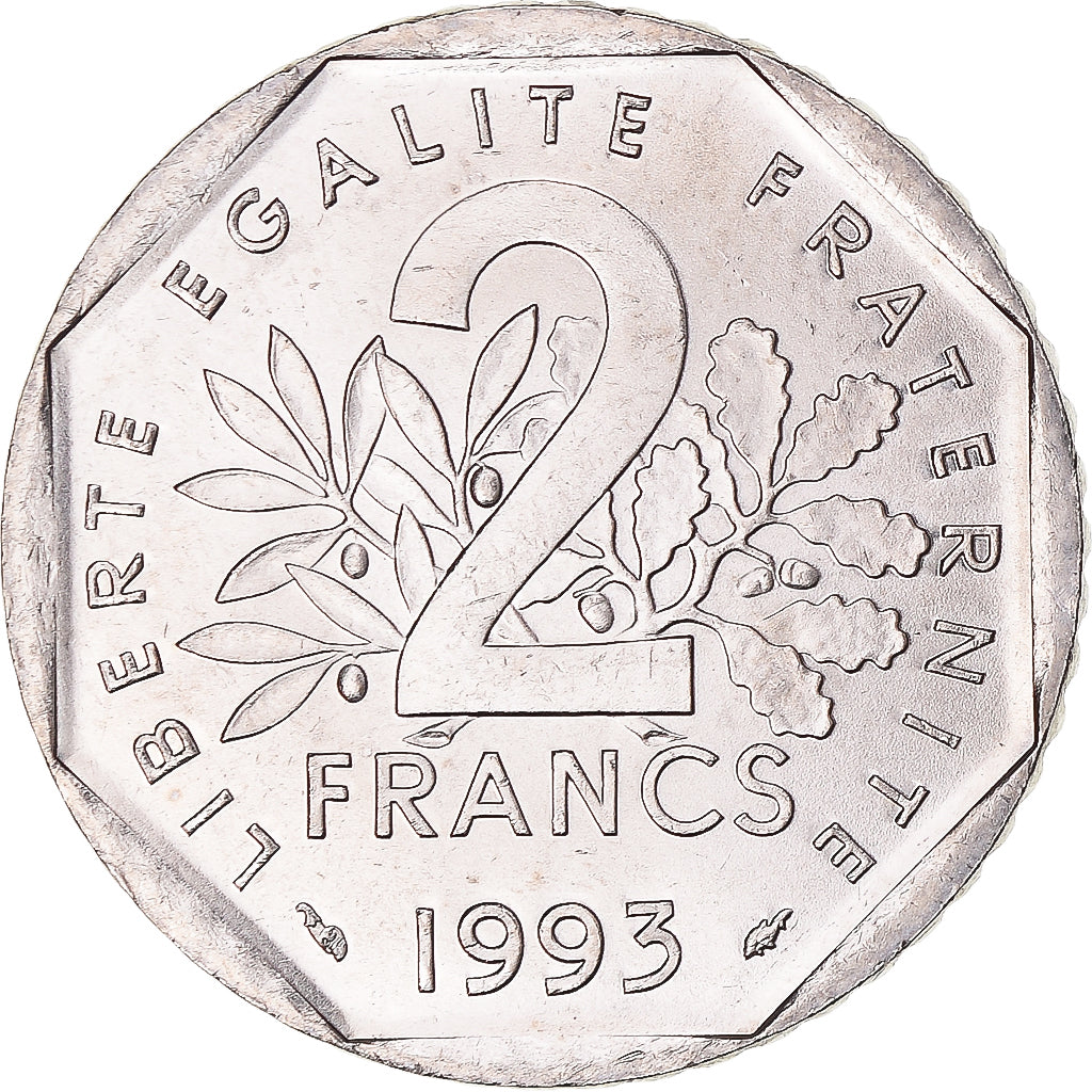 Munten, Frankrijk, Semeuse, 2 Francs, 1993, UNC-, Nickel, Gadoury:547