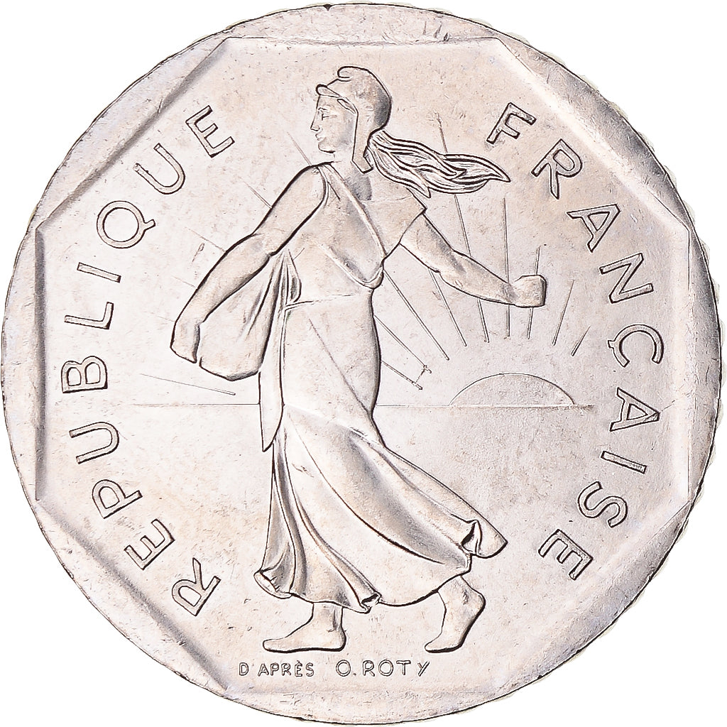 Moeda, França, Semeuse, 2 Francs, 1995, MS(63), Níquel, Gadoury:547