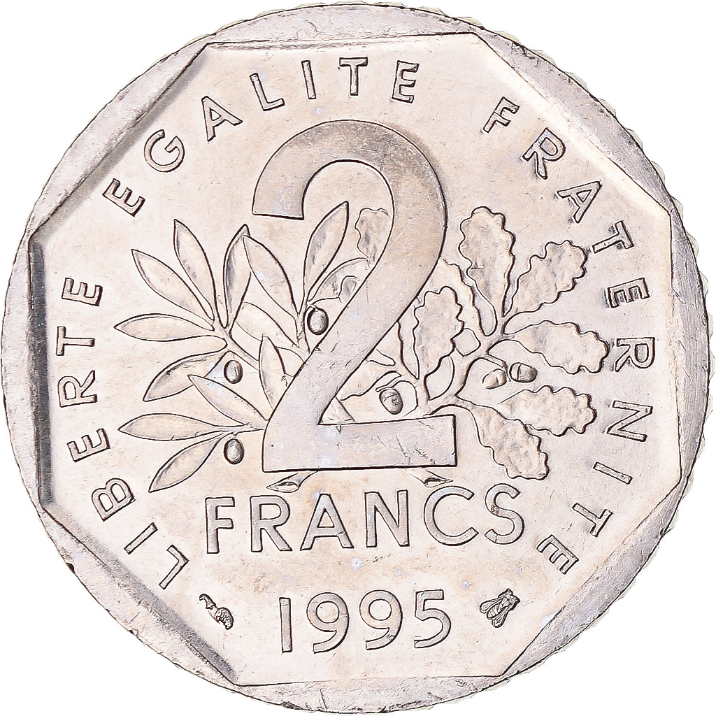 Münze, Frankreich, Semeuse, 2 Francs, 1995, UNZ, Nickel, Gadoury:547