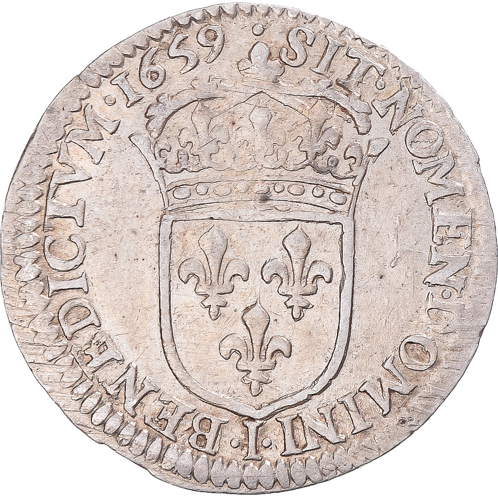 Coin, France, Louis XIV, 1/12 Ecu à la mèche longue, 1659, Limoges, EF(40-45)