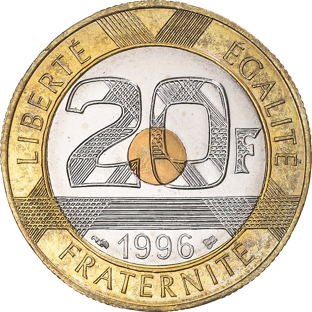 Moneta, Francja, 20 Francs, 1996, MS(63), Bimetaliczny, Gadoury:871