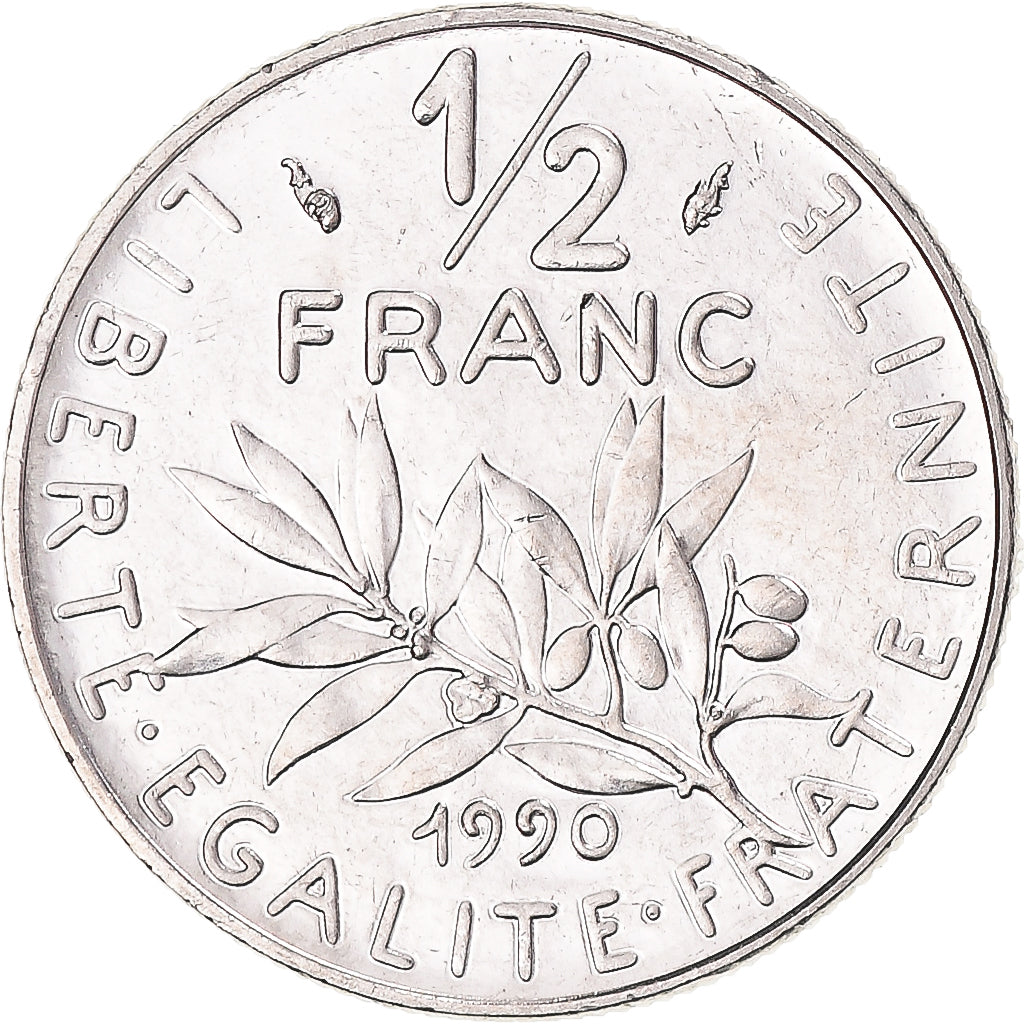 Munten, Frankrijk, Semeuse, 1/2 Franc, 1990, série FDC, UNC, Nickel