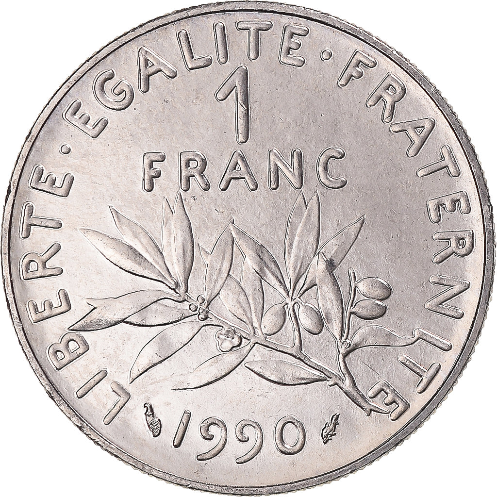 Moneta, Francja, Semeuse, Franc, 1990, série FDC, MS(64), Nikiel, Gadoury:474