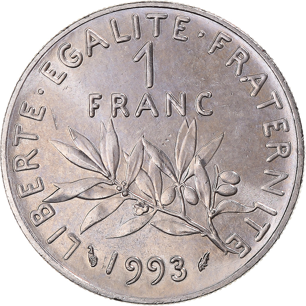 Moneta, Francja, Semeuse, Franc, 1993, MS(64), Nikiel, Gadoury:474