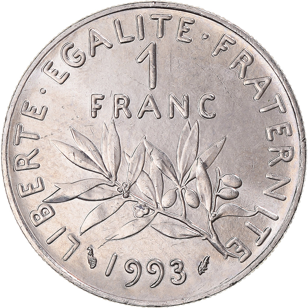 Moneta, Francja, Semeuse, Franc, 1993, MS(64), Nikiel, Gadoury:474