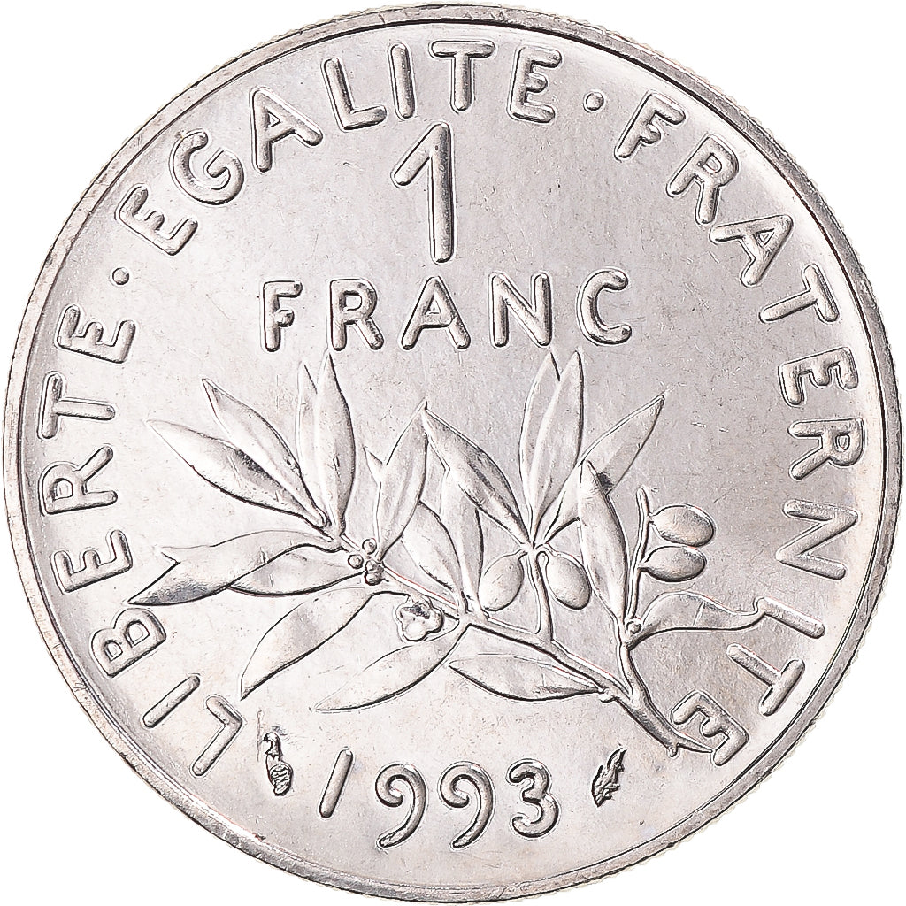 Moneta, Francja, Semeuse, Franc, 1993, MS(64), Nikiel, Gadoury:474