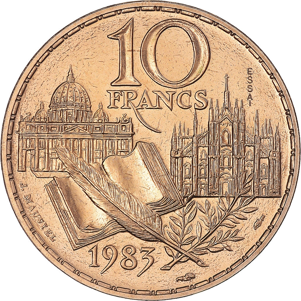 Munten, Frankrijk, Stendhal, 10 Francs, 1983, Monnaie de Paris, ESSAI, FDC