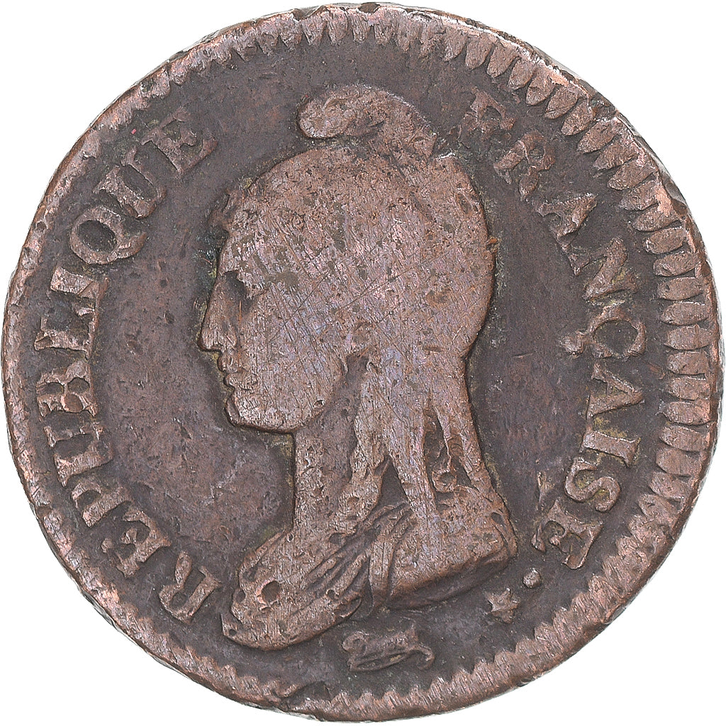 Moeda, França, Dupré, Decime, AN 5, Paris, VF(30-35), Cobre, Gadoury:187