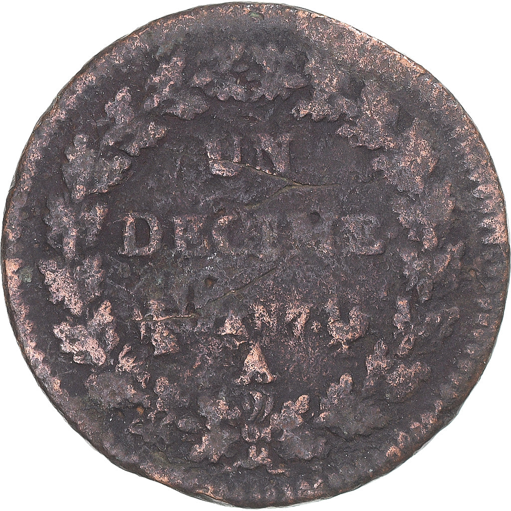 Munten, Frankrijk, Dupré, Decime, AN 7, Paris, FR+, Koper, Gadoury:187