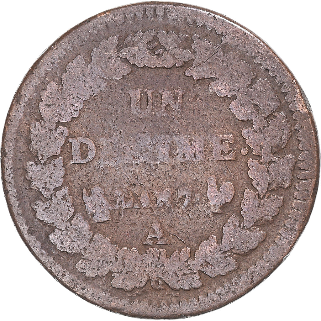 Münze, Frankreich, Dupré, Decime, AN 7, Paris, S, Kupfer, Gadoury:187