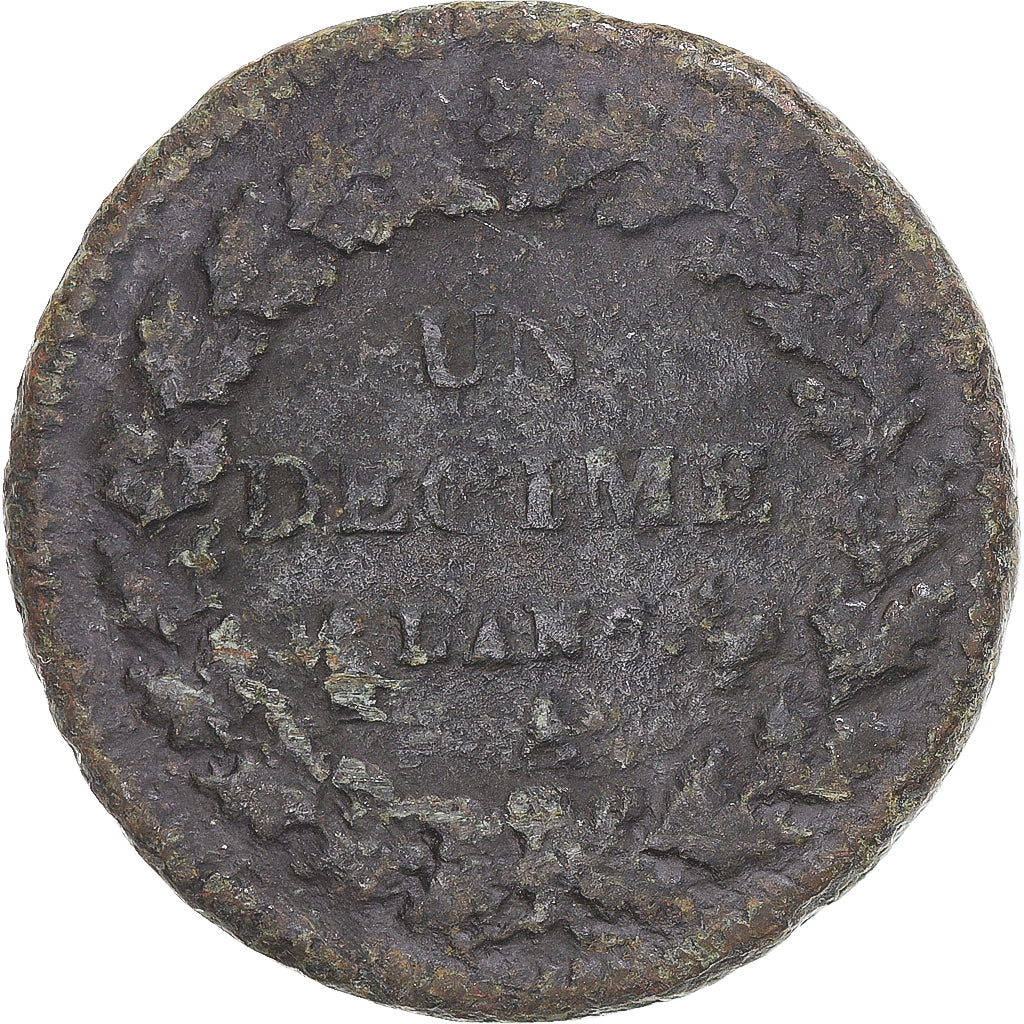 Moeda, França, Dupré, Decime, AN 7, Paris, VF(20-25), Cobre, Gadoury:187