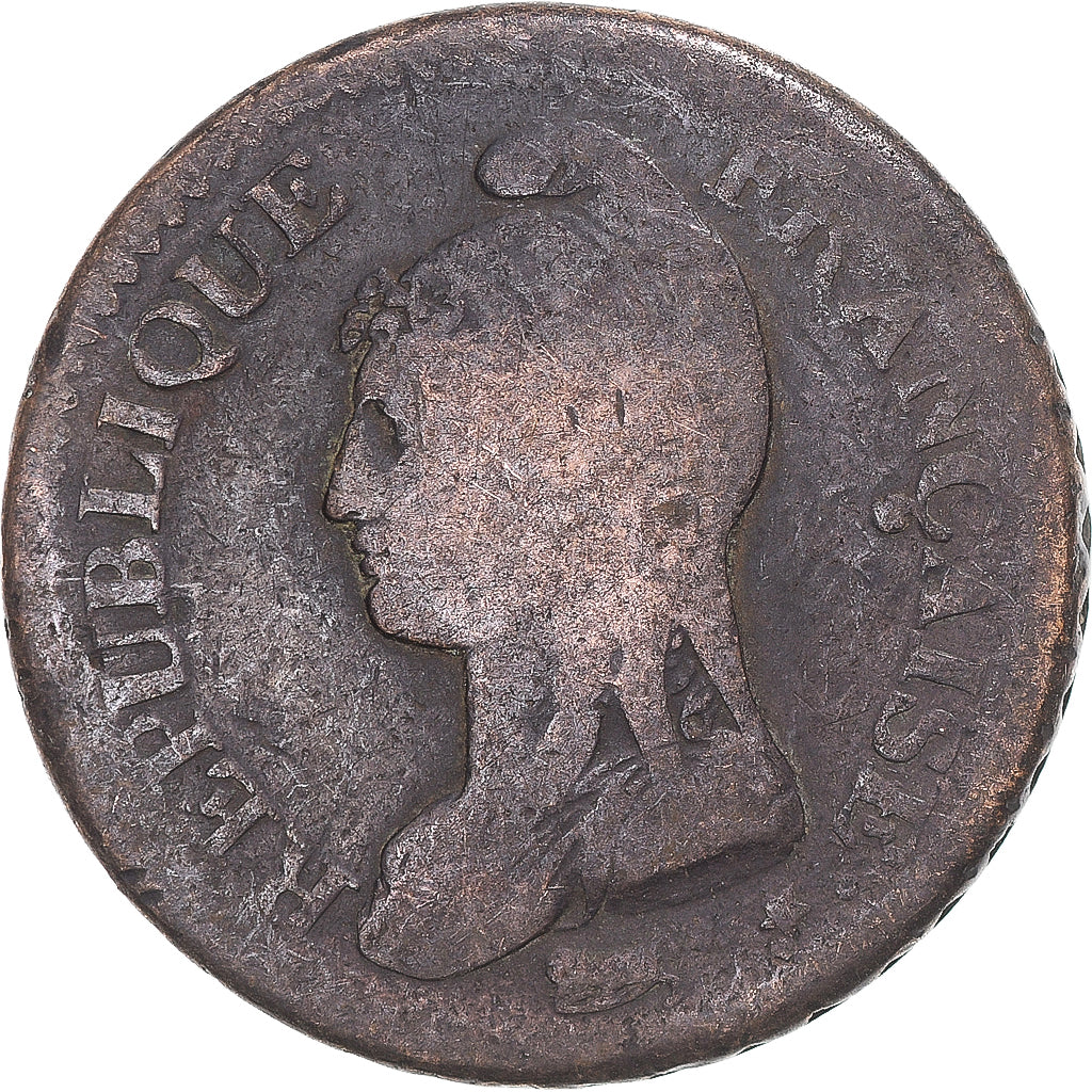 Moneda, Francia, Dupré, Decime, AN 8, Paris, BC+, Cobre, Gadoury:187a