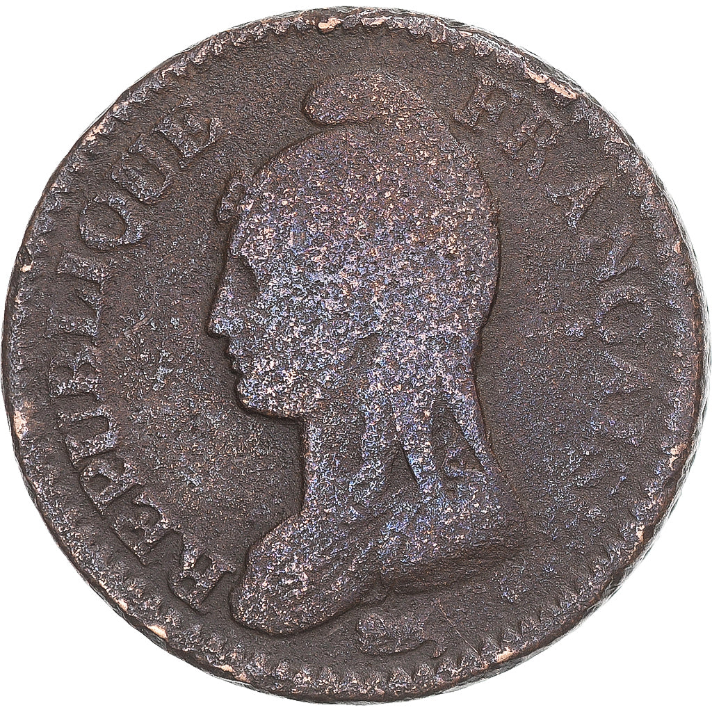 Moeda, França, Dupré, Decime, AN 8, Paris, VF(30-35), Cobre, Gadoury:187a
