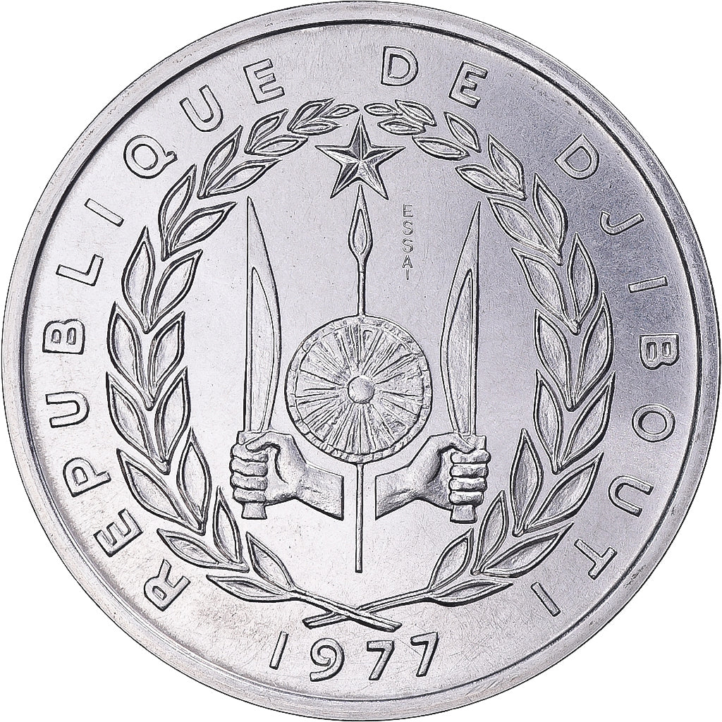 Monnaie, Djibouti, 5 Francs, 1977, Monnaie de Paris, ESSAI, FDC, Aluminium