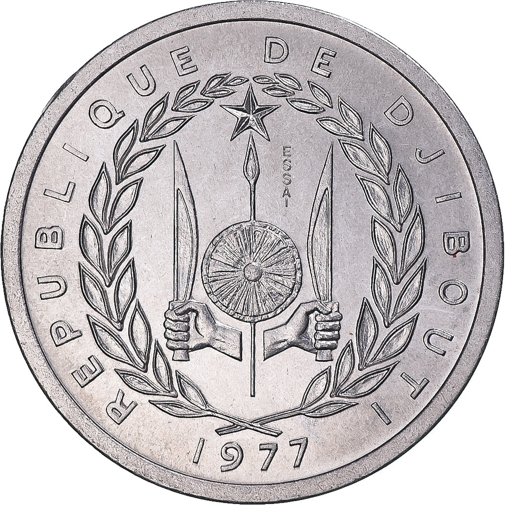 Monnaie, Djibouti, 2 Francs, 1977, Monnaie de Paris, ESSAI, FDC, Aluminium