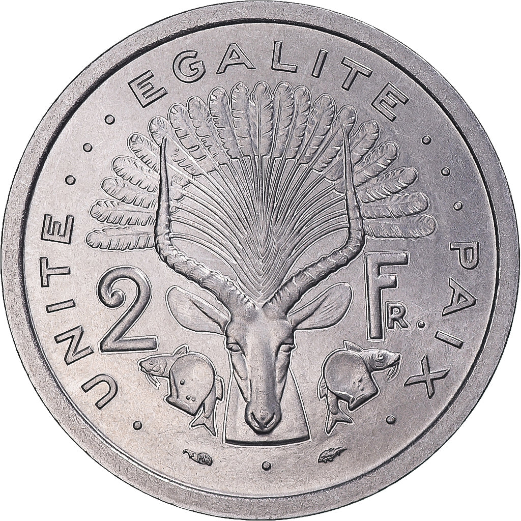 Monnaie, Djibouti, 2 Francs, 1977, Monnaie de Paris, ESSAI, FDC, Aluminium