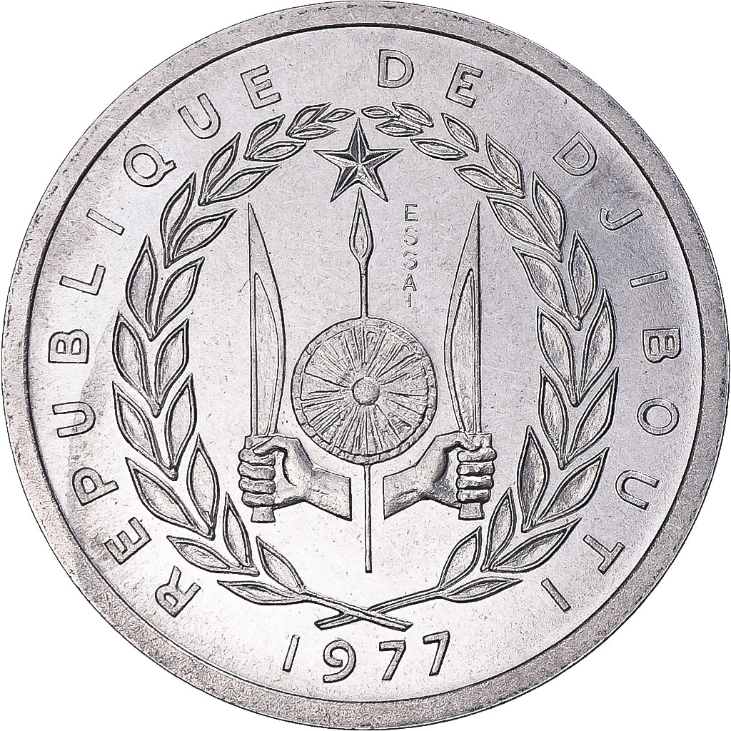Moneda, Yibuti, Franc, 1977, Monnaie de Paris, ESSAI, FDC, Aluminio, KM:E1