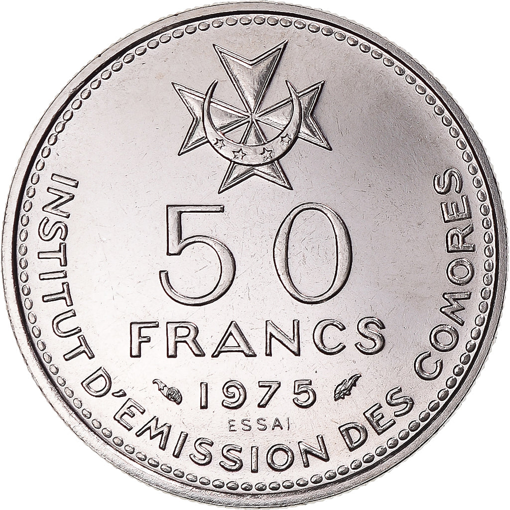Coin, Comoros, 50 Francs, 1975, Monnaie de Paris, ESSAI, MS(65-70), Nickel