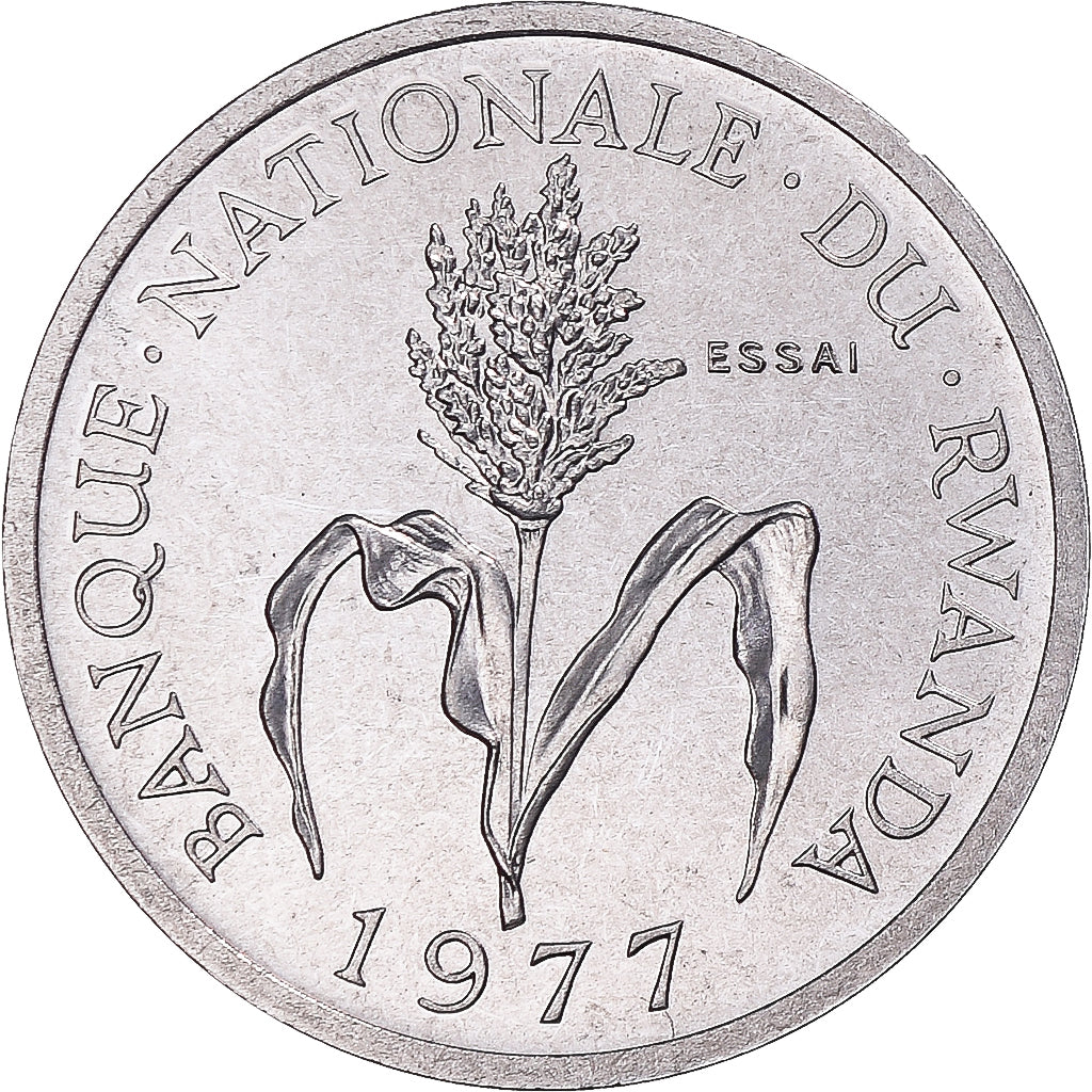 Moneta, Ruanda, Franc, 1977, Monnaie de Paris, PRÓBA, MS(65-70), Aluminium