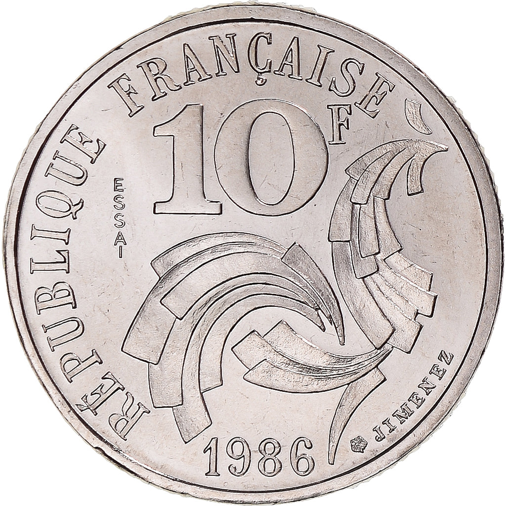 Moneta, Francja, Jimenez, 10 Francs, 1986, Monnaie de Paris, PRÓBA, MS(65-70)