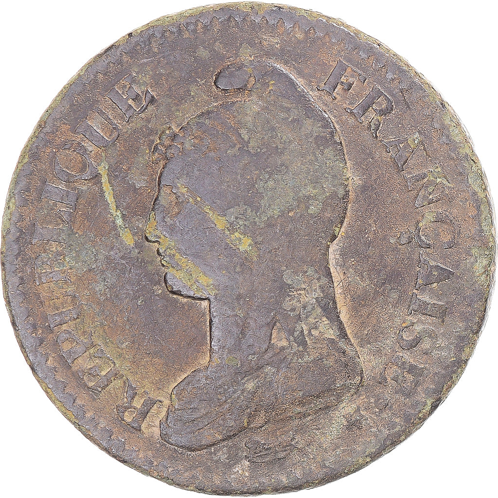 Moeda, França, Dupré, Decime, AN 8, Paris, VF(20-25), Cobre, Gadoury:187a