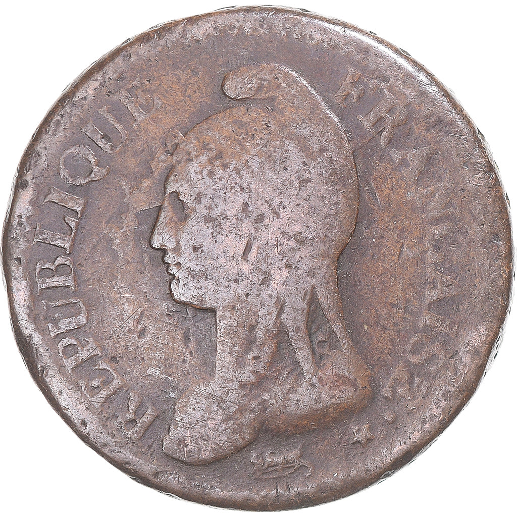 Moeda, França, Dupré, Decime, AN 8, Paris, VF(20-25), Cobre, Gadoury:187a