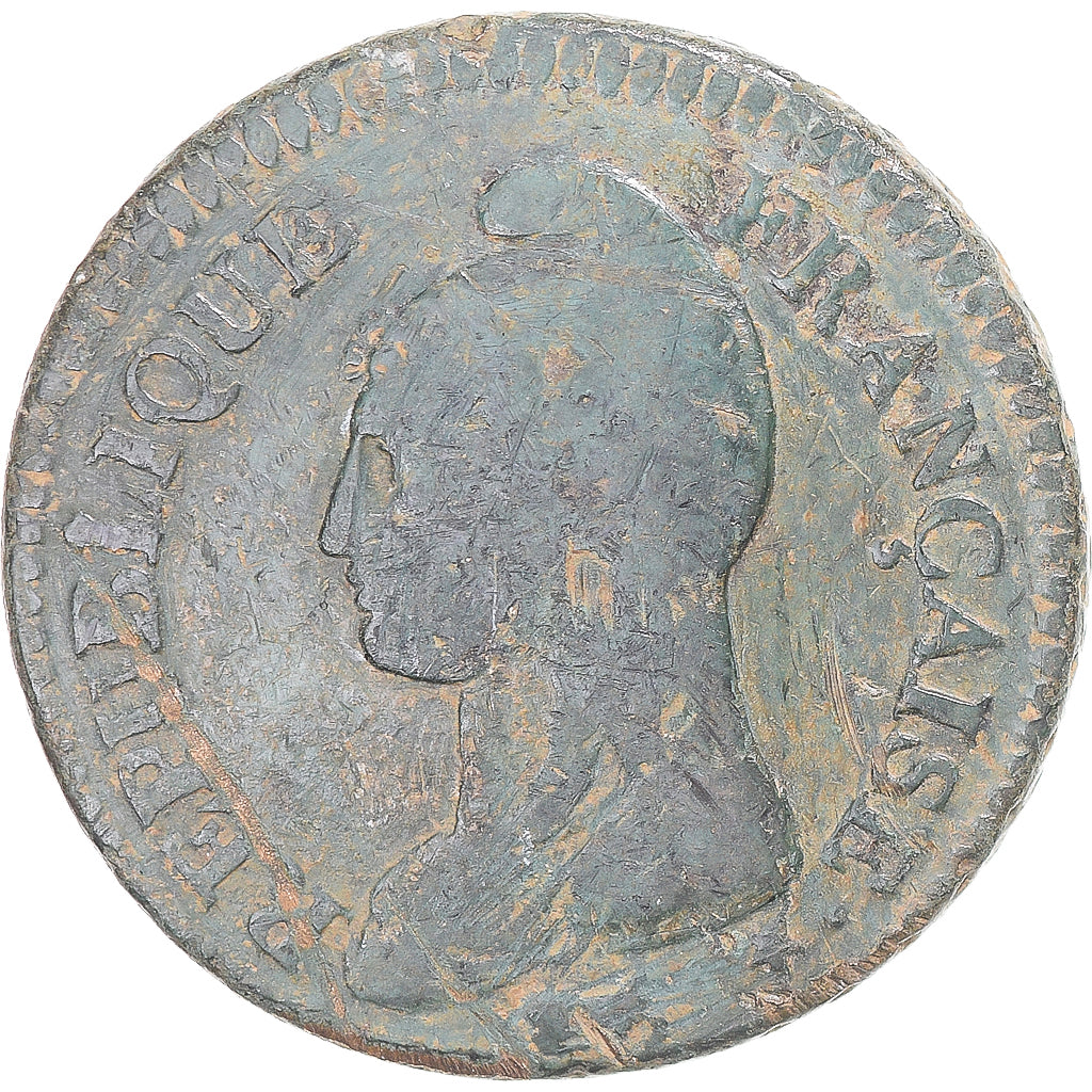 Moneda, Francia, Dupré, Decime, Paris, BC+, Cobre, Gadoury:187/187a
