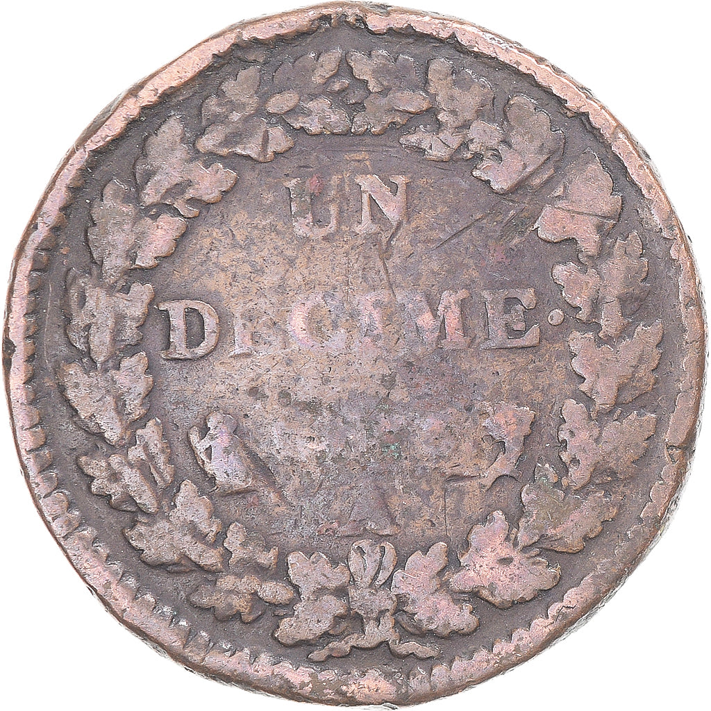 Münze, Frankreich, Dupré, Decime, Paris, S+, Kupfer, Gadoury:187/187a