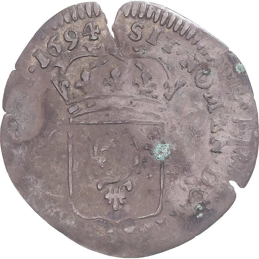 Munten, Frankrijk, Louis XIV, Quinzain aux 8 L, 1694, Tours, contremarqué lis