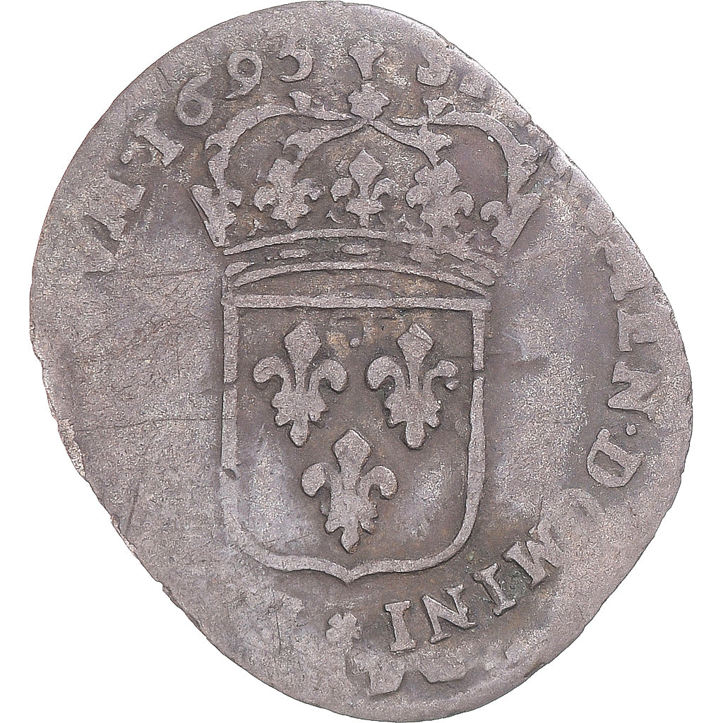Moneta, Francia, Louis XIV, Quinzain aux 8 L, 1693, Toulouse, réformé, MB