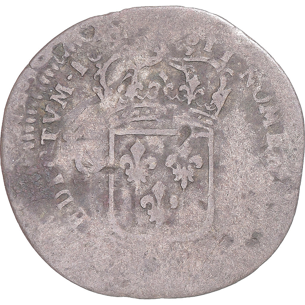 Moneda, Francia, Louis XIV, Quinzain aux 8 L, Lyon, contremarqué lis, BC+