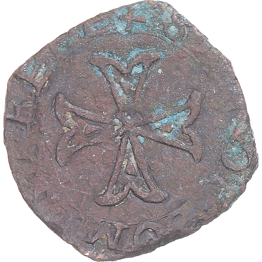 Moneta, Francja, Henri III, Liard à la Croix du Saint-Esprit, VF(20-25), Bilon