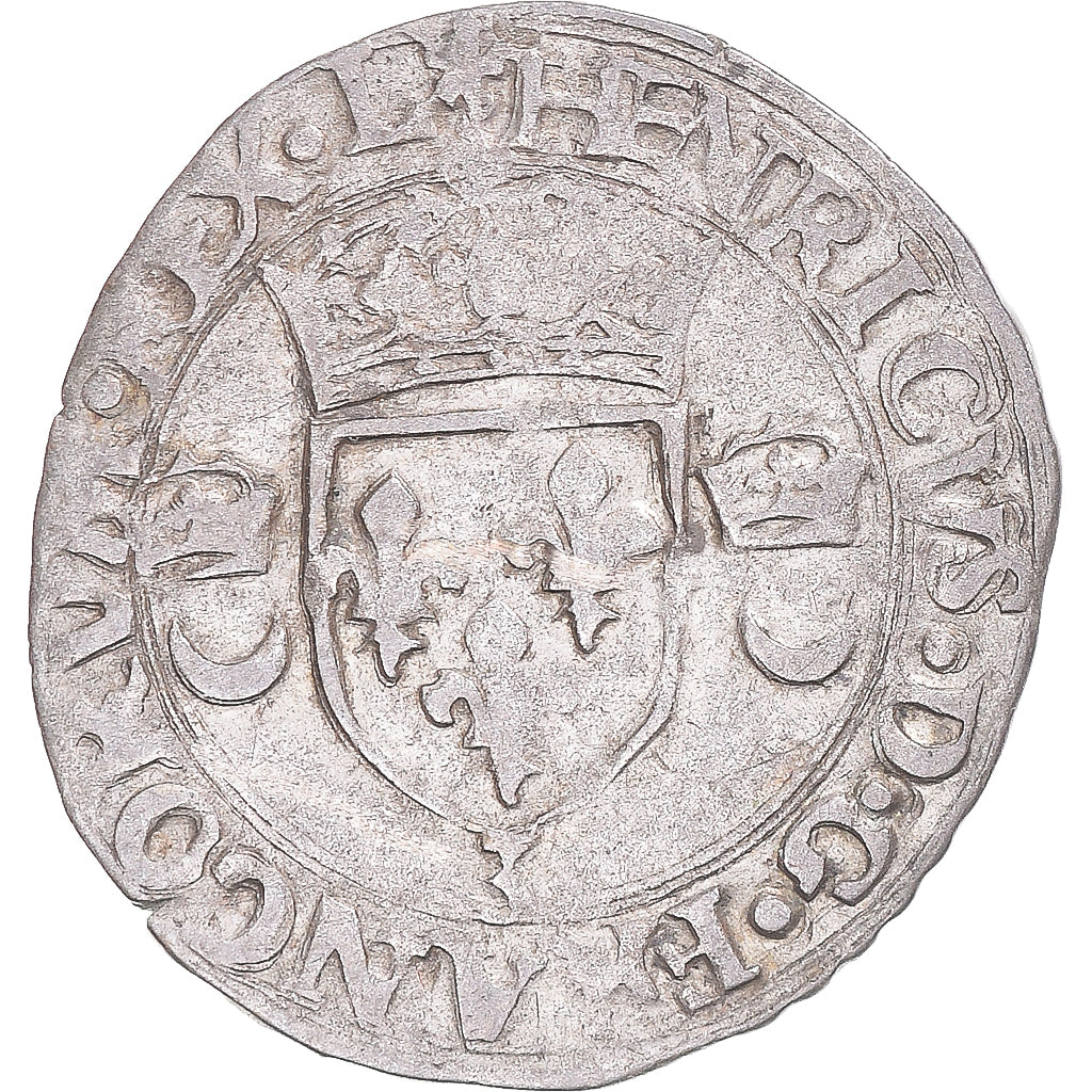 Moeda, França, Henri II, Douzain aux croissants, 1551, Grenoble, EF(40-45)