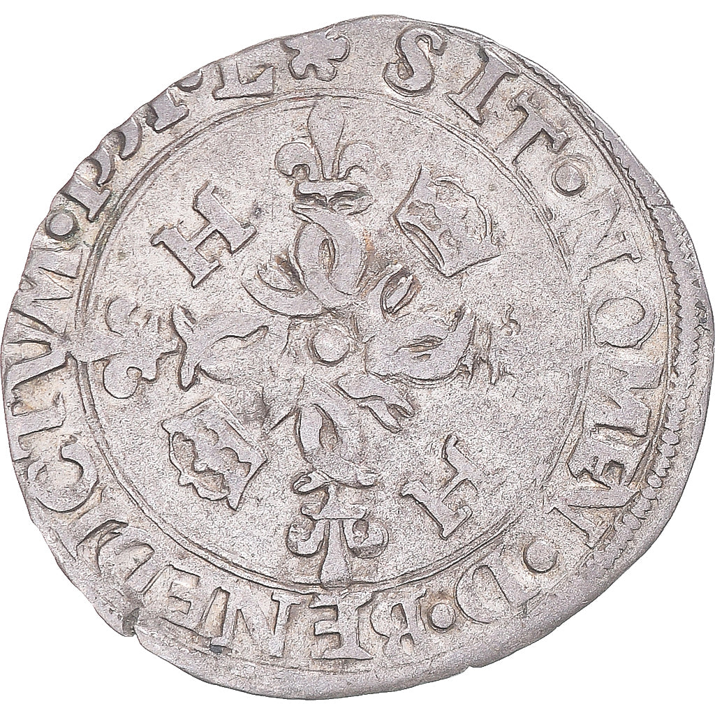 Moeda, França, Henri II, Douzain aux croissants, 1551, Grenoble, EF(40-45)