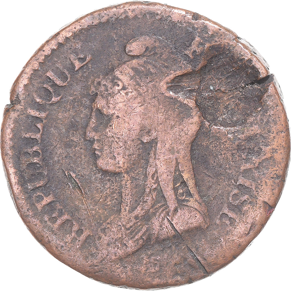 Moeda, França, Dupré, Decime, AN 5, Paris, VF(30-35), Cobre, Gadoury:187