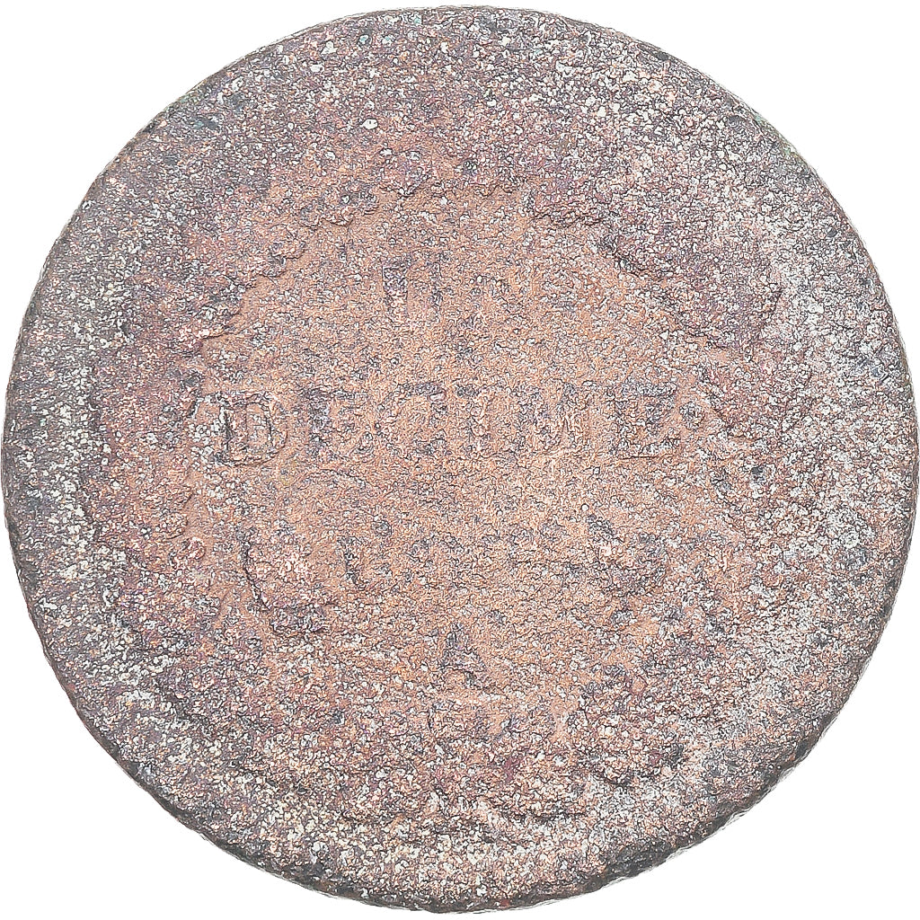 Moeda, França, Dupré, Decime, Paris, VG(8-10), Cobre, Gadoury:187