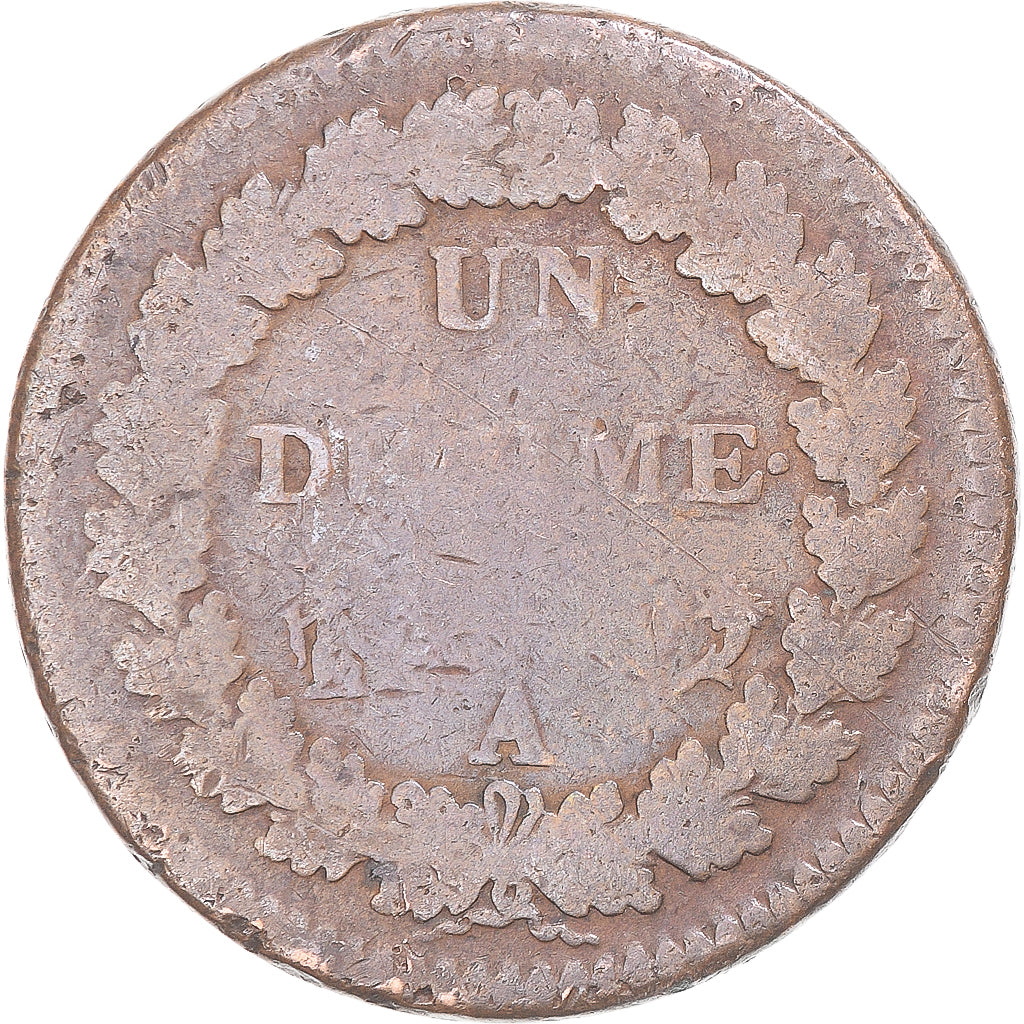 Münze, Frankreich, Dupré, Decime, Paris, S, Kupfer, Gadoury:187