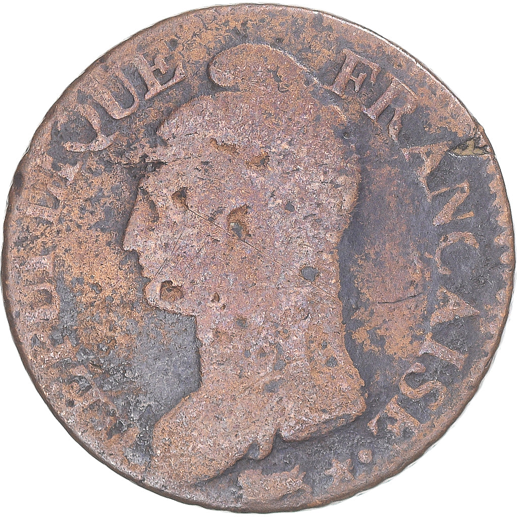 Moeda, França, Dupré, 5 Centimes, AN 8, Metz, F(12-15), Cobre, Gadoury:126a