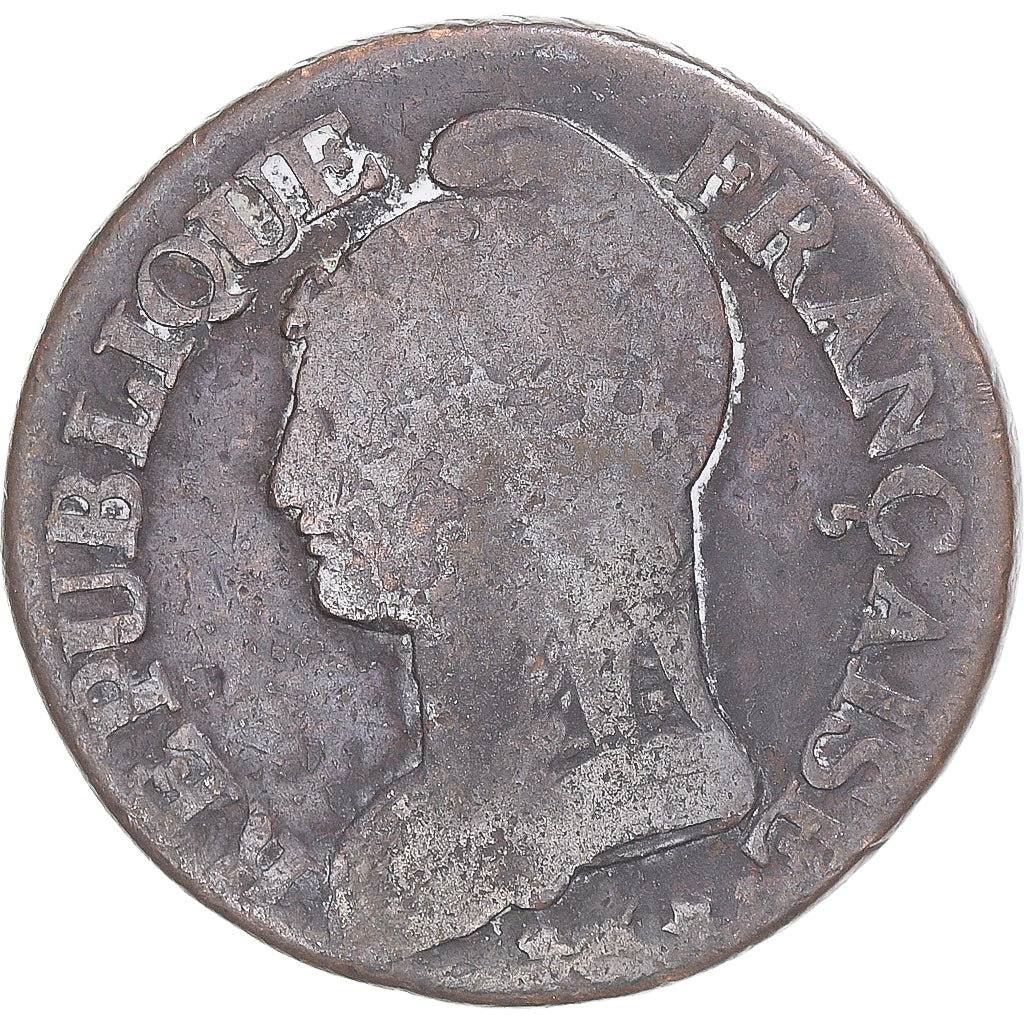 Moneda, Francia, Dupré, 5 Centimes, AN 8, Metz, BC+, Cobre, Gadoury:126a