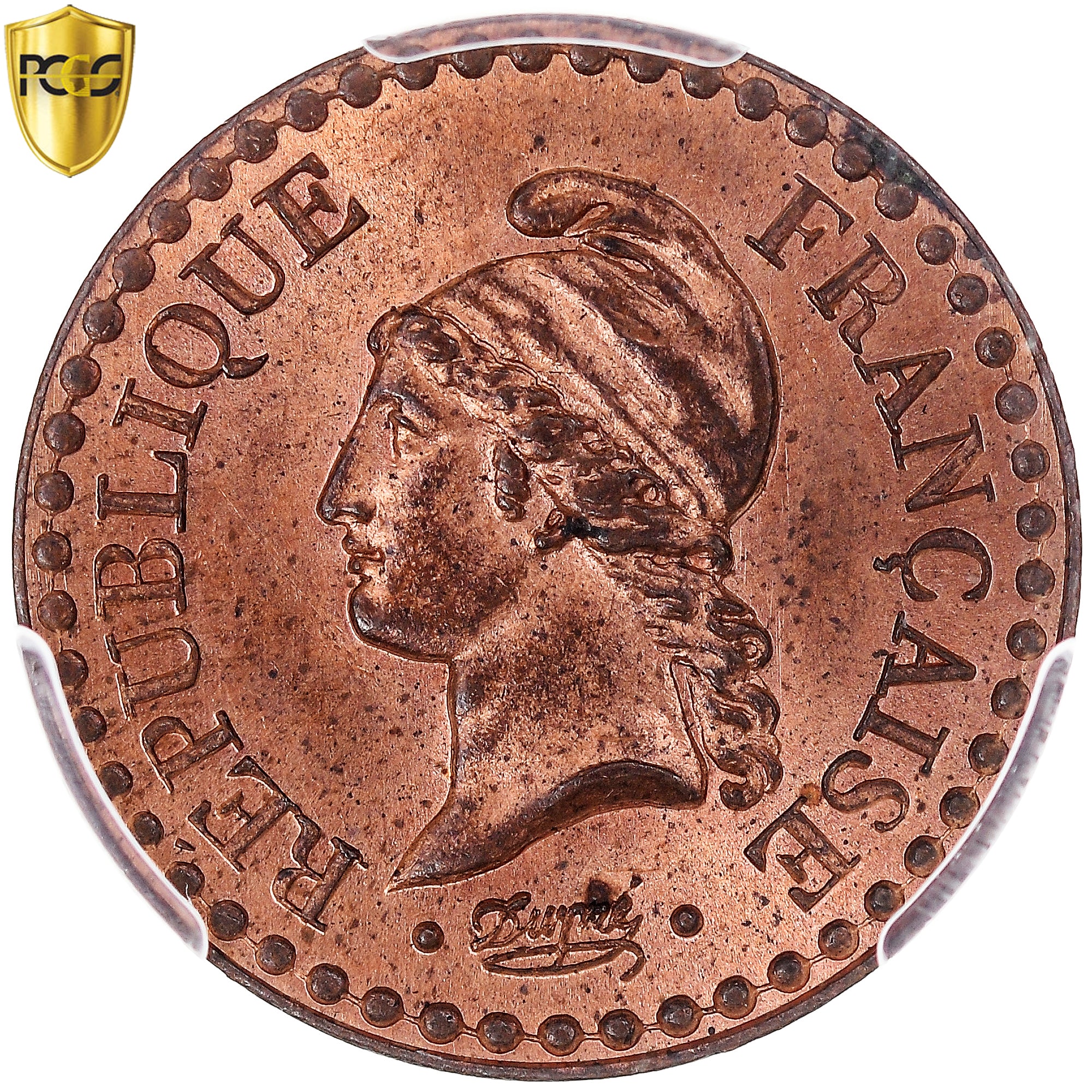 France, 1 Centime, Dupré, 1849, Paris, Bronze, PCGS, MS64RD, Gadoury:84