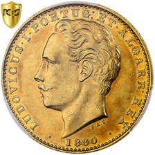 Portugal, Luiz I, 10000 Reis, 1880, Lisbon, Gold, PCGS, AU55, KM:520