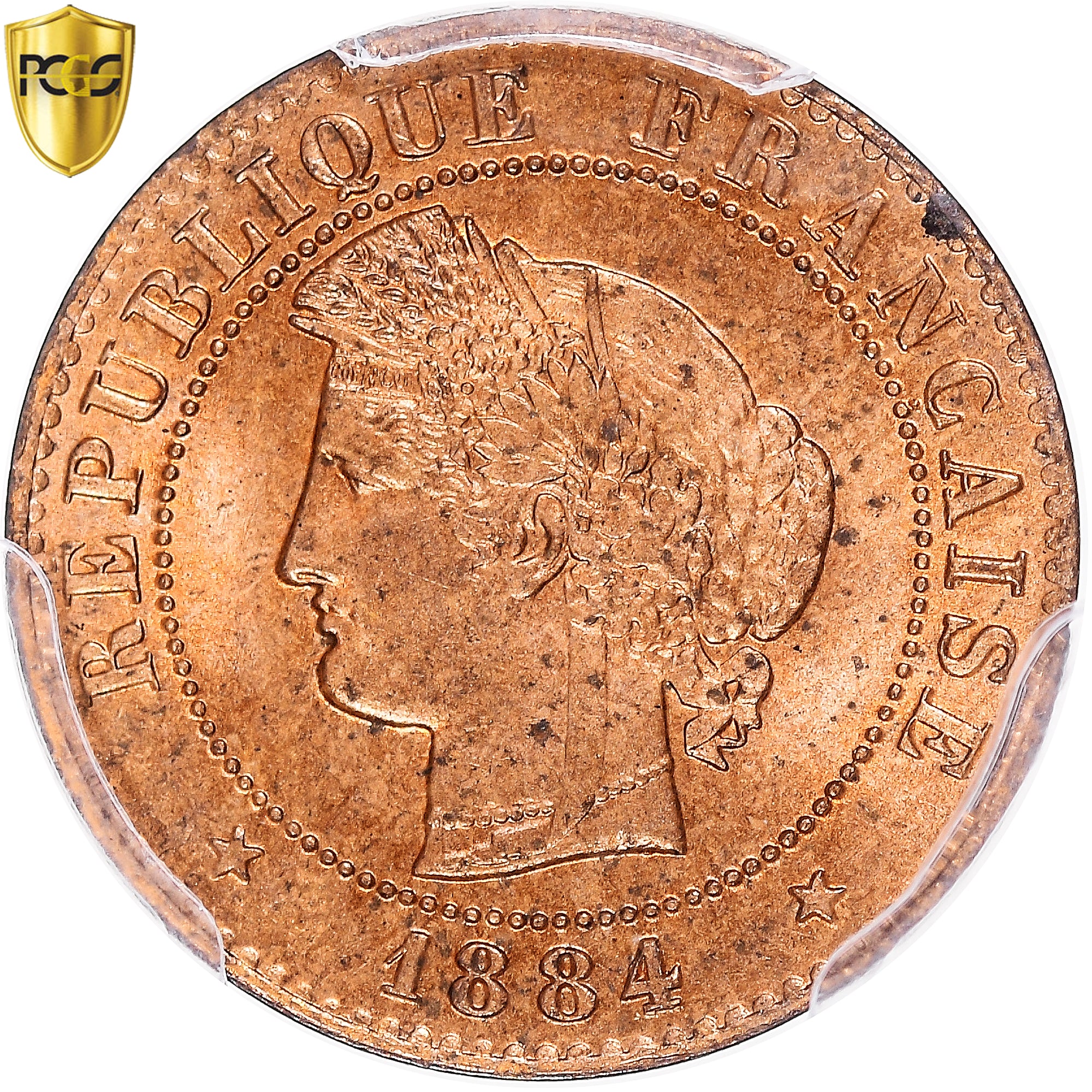 Monnaie, France, Cérès, Centime, 1884, Paris, PCGS, MS65RD, FDC, Bronze