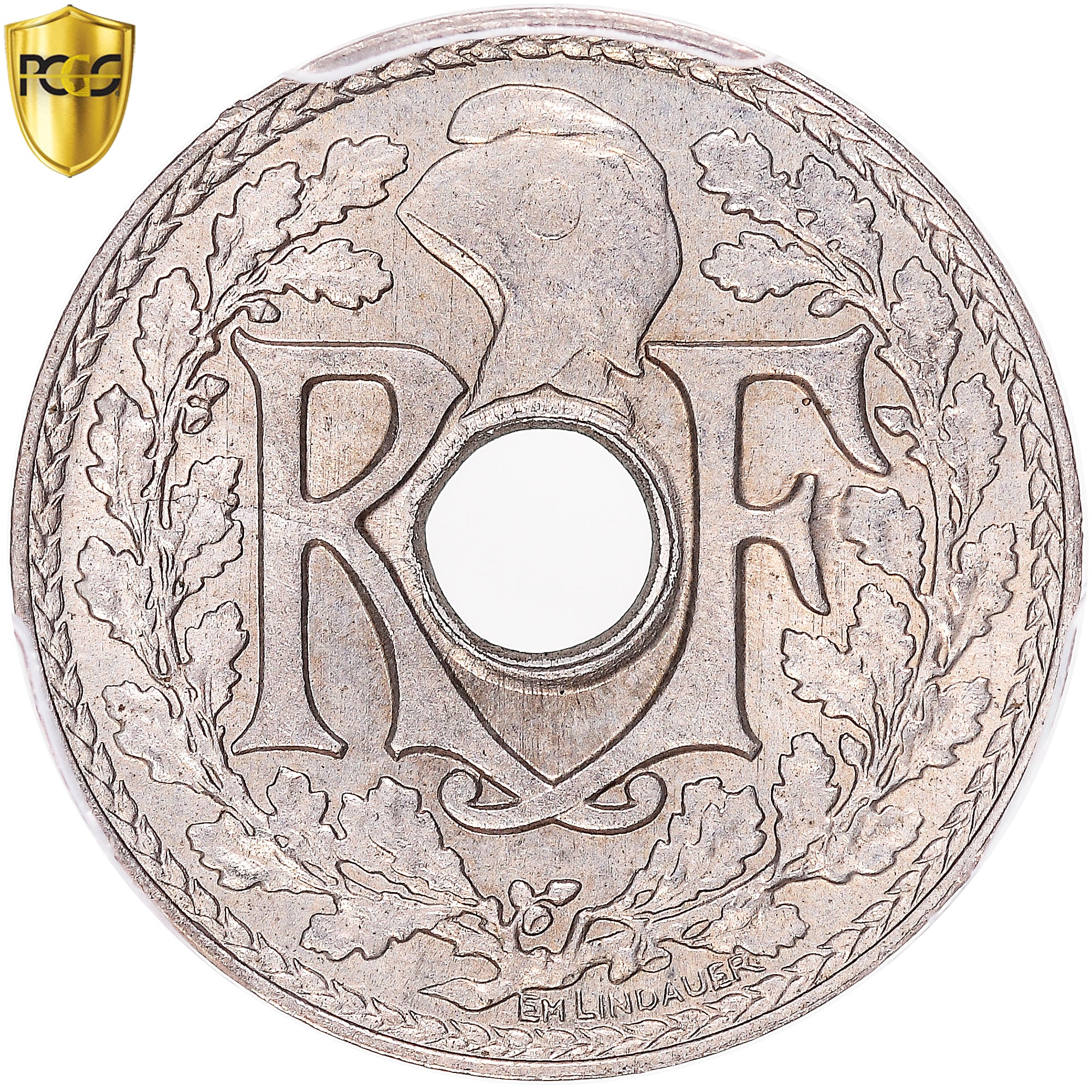 Frankrijk, 5 Centimes, Lindauer, 1932, Paris, Cupro-nikkel, PCGS, MS65+