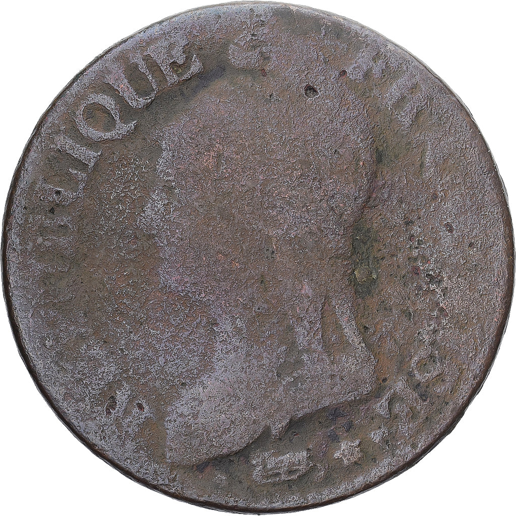 Moneda, Francia, Dupré, 5 Centimes, AN 8, Strasbourg, BC, Cobre, Gadoury:126a