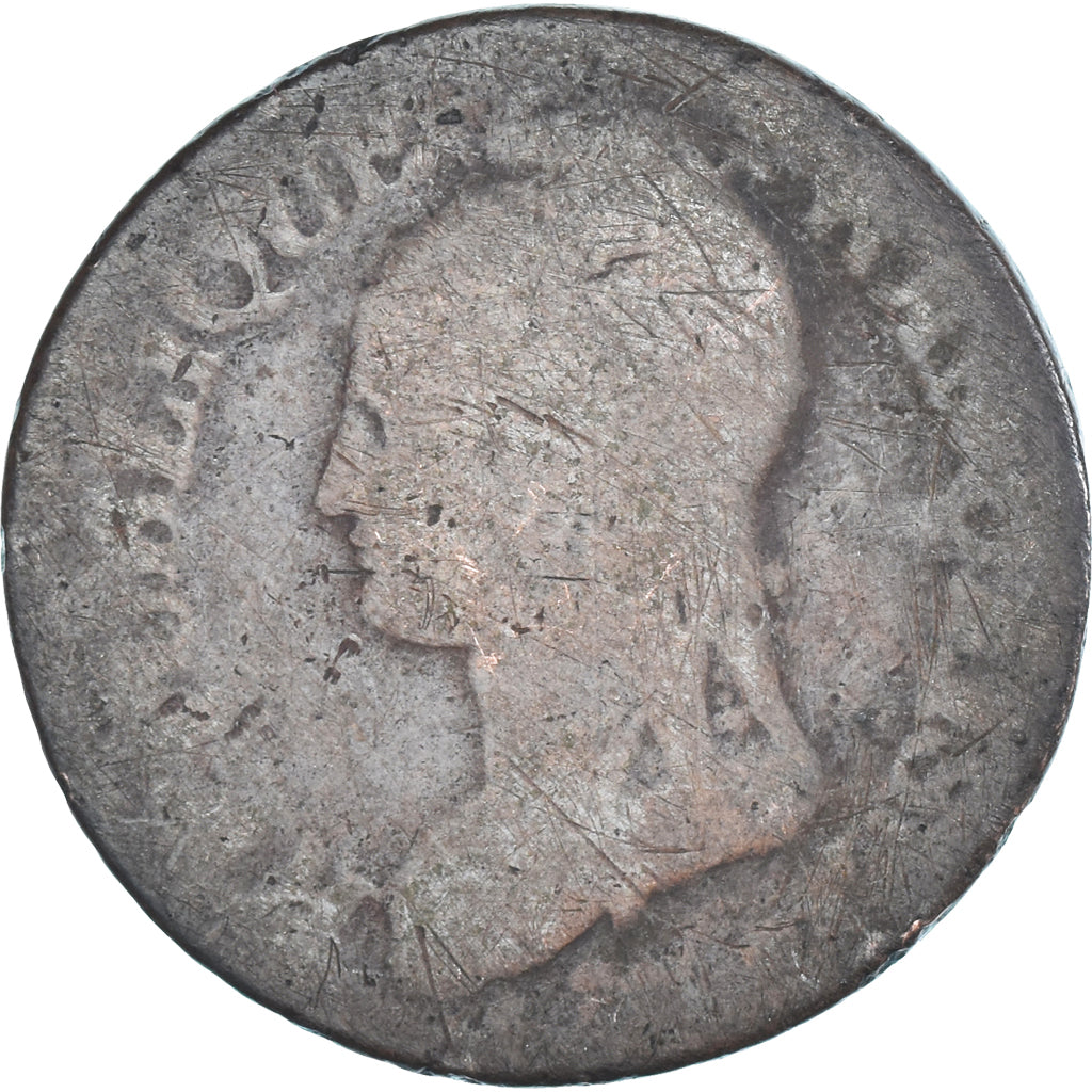 Moeda, França, Dupré, 5 Centimes, AN 8, Strasbourg, F(12-15), Cobre