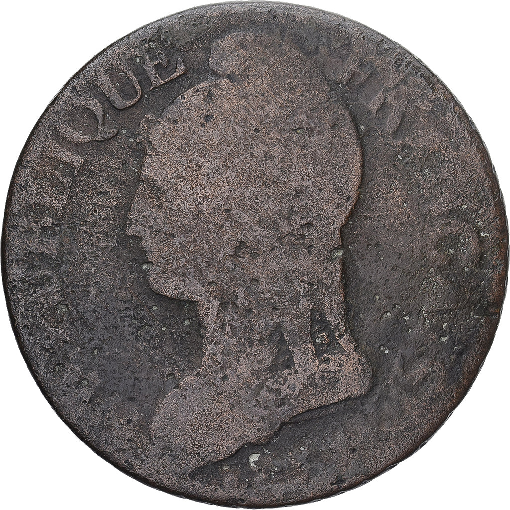 Moneda, Francia, Dupré, 5 Centimes, AN 8, Strasbourg, BC, Cobre, Gadoury:126a