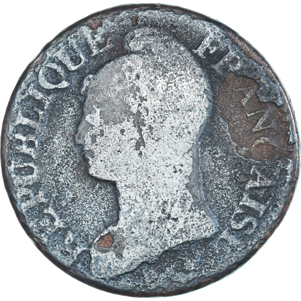 Moeda, França, Dupré, 5 Centimes, AN 8, Strasbourg, F(12-15), Cobre