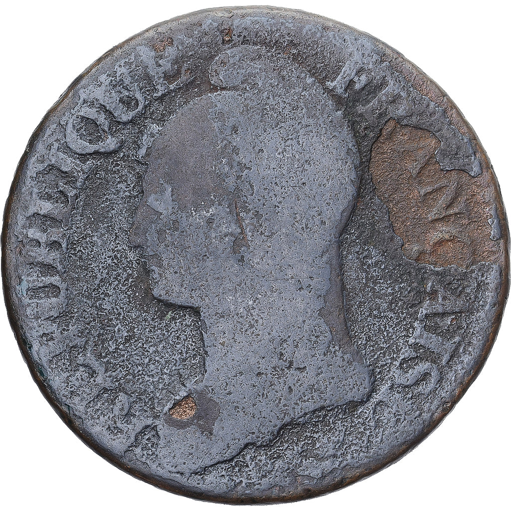 Moneda, Francia, Dupré, 5 Centimes, AN 8, Strasbourg, BC, Cobre, Gadoury:126a